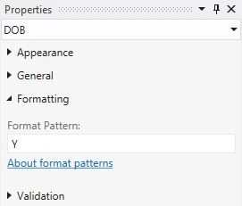 Y Format Pattern Properties