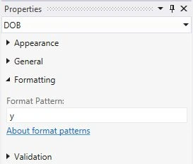 y Format Pattern
