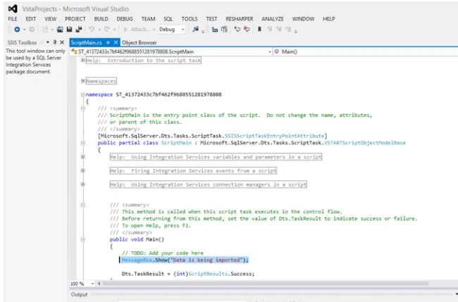 Script Task Editing