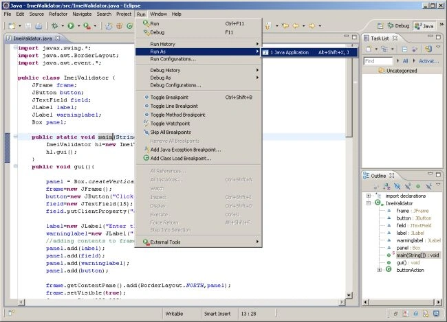 IMEI Validator Using Java Swing