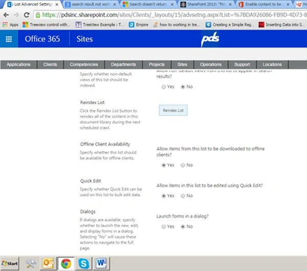 click on re index