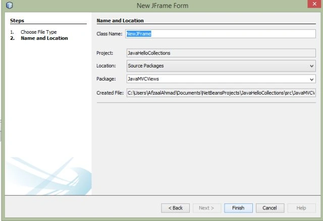 new JFrame form