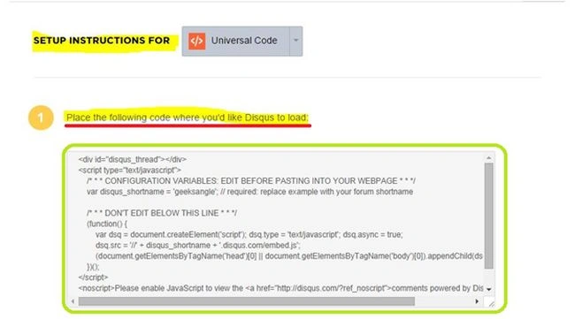setup instruction for universal code