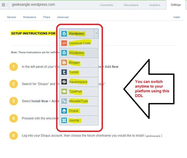 switch platform using DDl