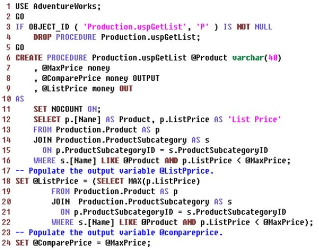 Stored Procedure example