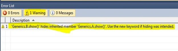 Warning Message in Sample Implementation