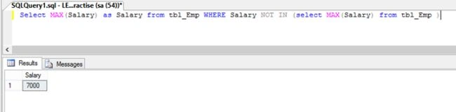 find second highest salary of Employee