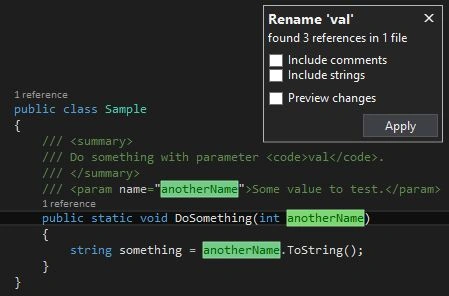 Inline rename