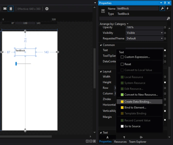 create data binding