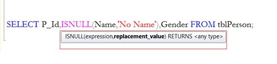 ISNULL Function in SQL Server
