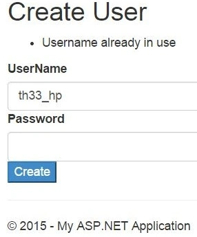 Validation error message