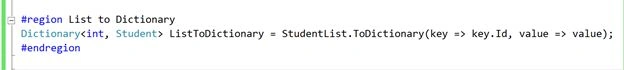 Convert List to a Dictionary