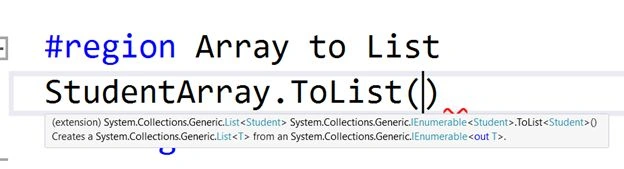 Convert an array to a list