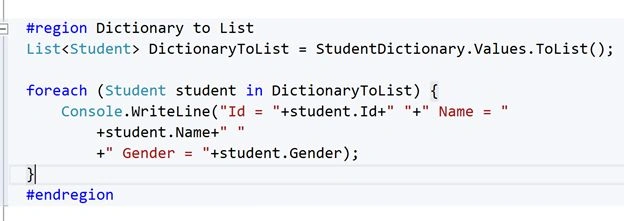 Convert Dictionary to a List