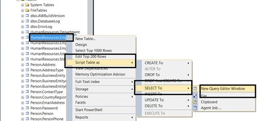 New query editor window