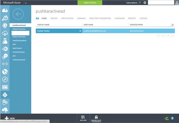 Users tab
