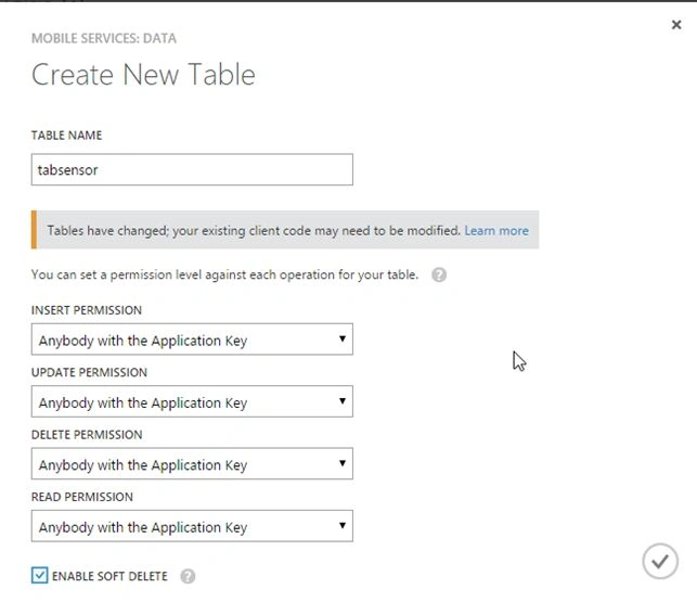 Create New table