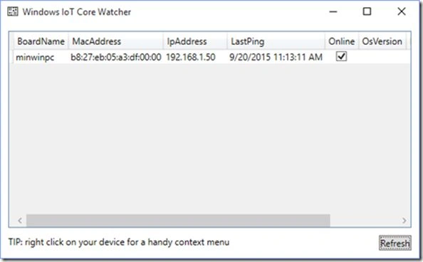 Available tabs on the network
