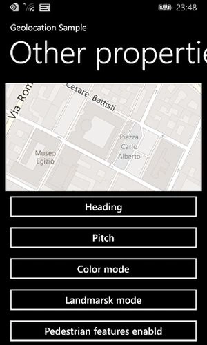 Map after the tap on the button Pedestrian features enabled