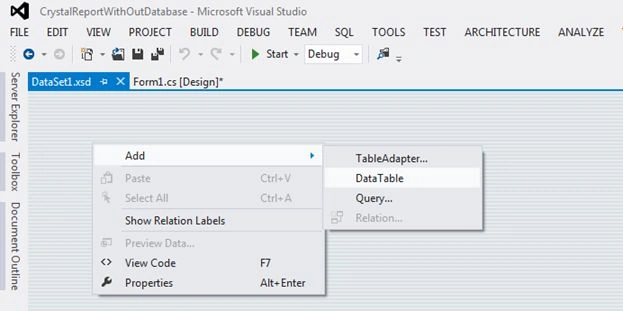 Datatable for Dataset
