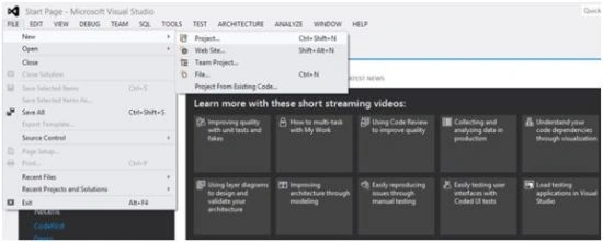 create new project in asp