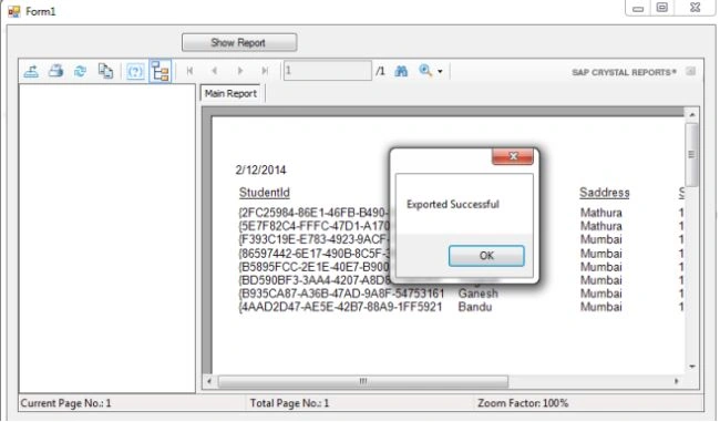 display PDF Exported