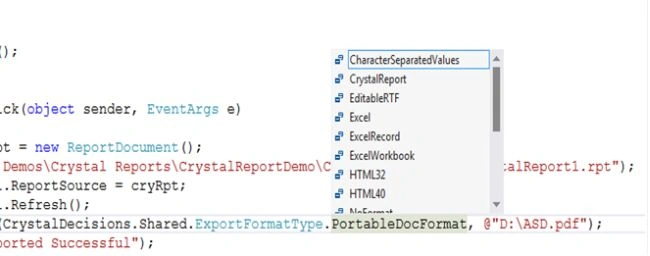 exporting Crystal Reports