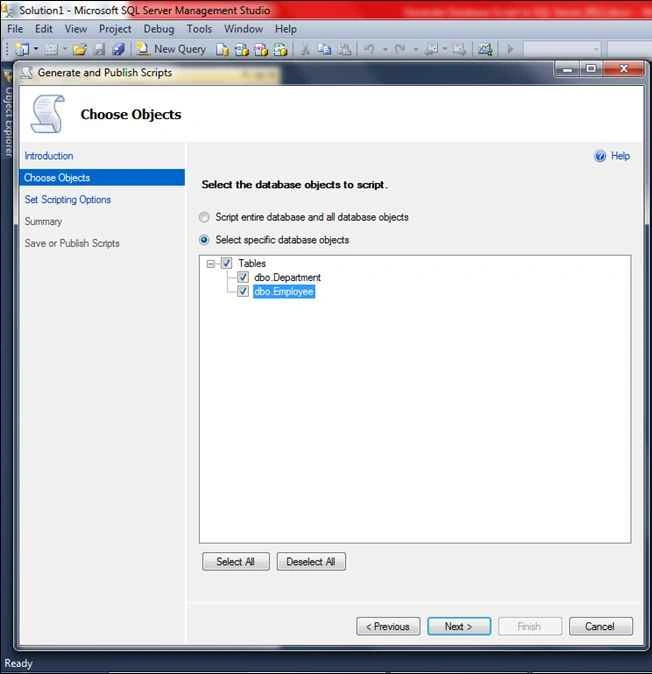 database script generate