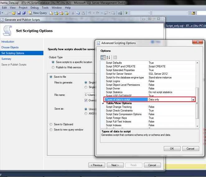 selecting third option Data
