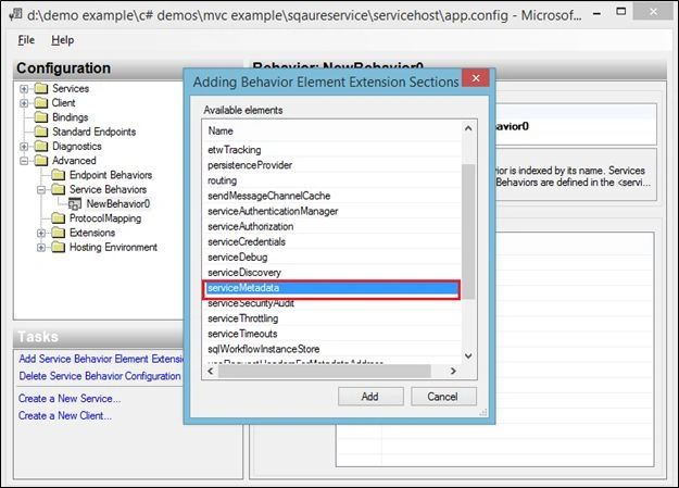 select service metadata