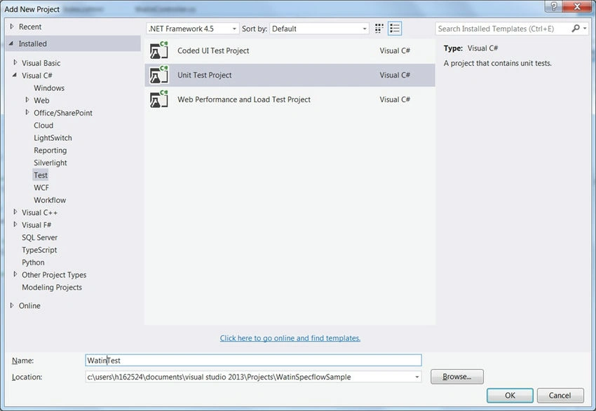 Create unit test project