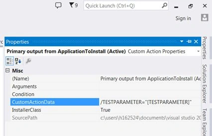 CustomActionData