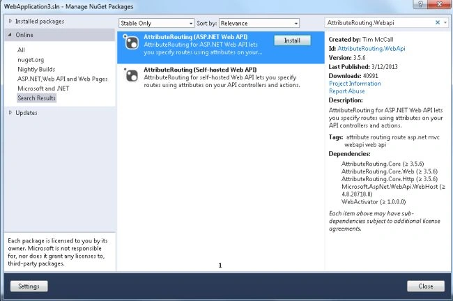 install Attribute Routing package