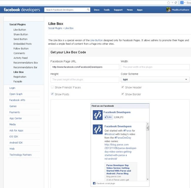 Like Box Page