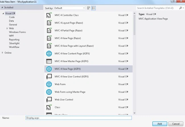 Create ViewPage(aspx)