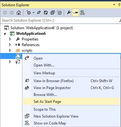 Set the Html file as start