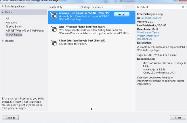 Install TestClint