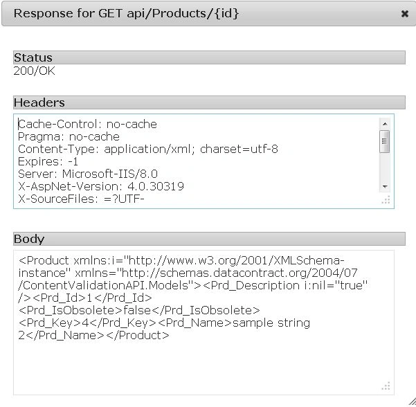 Response for Get API
