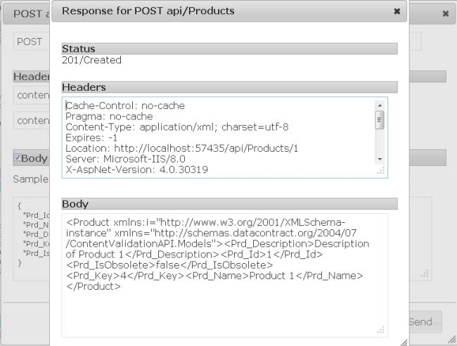 Response for POST APi