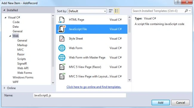 Add JavaScript file