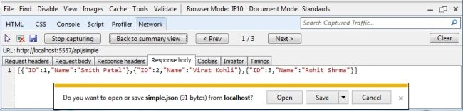 Display Record in JSON format