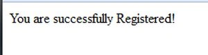Show successful registration message