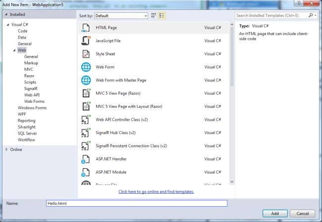 Add HTML Page