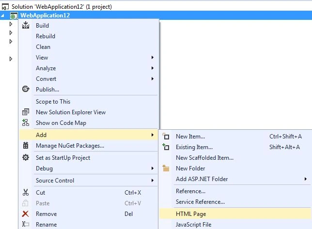 Add HTML Page
