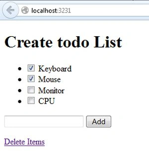 Select item for delete