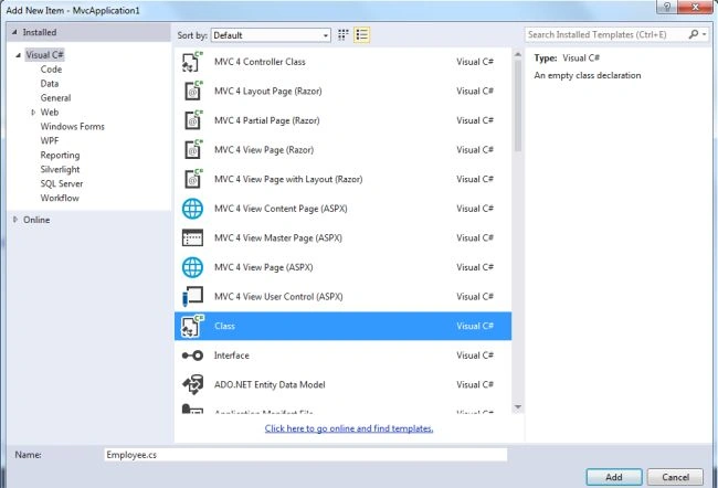 Add Model Class