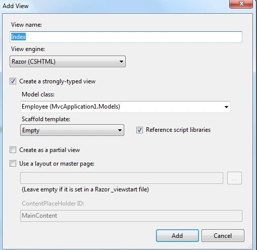Add Strong typed View