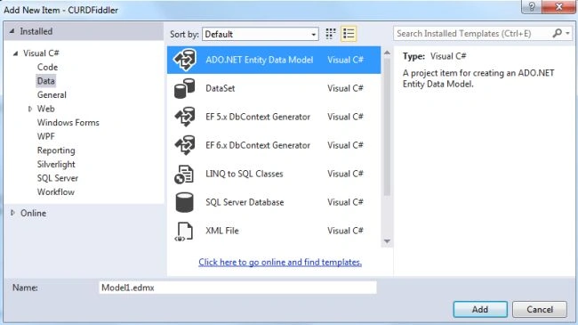 Add ADO.NET Model