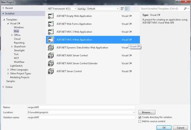 Select Asp.Net Mvc4 web Application
