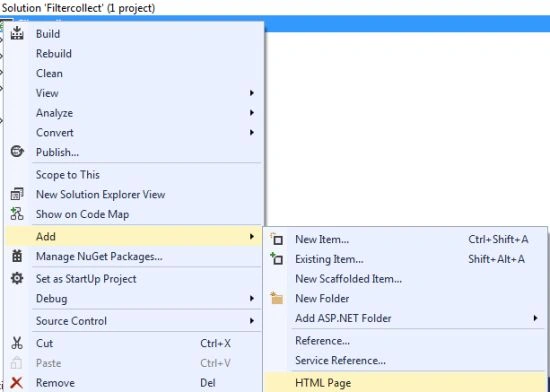 Add HTML page